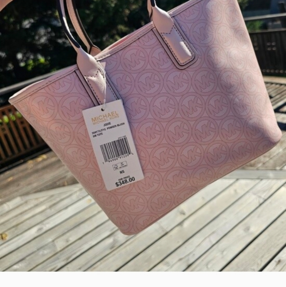 Michael Kors Pink Jodie Small Logo Jacquard Tote Bag - MSRP $348 NWT - Picture 10 of 11